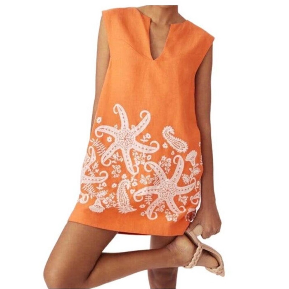 Anthropologie Maeve Orange Sheath Mini Dress V-Neck Sleeveless